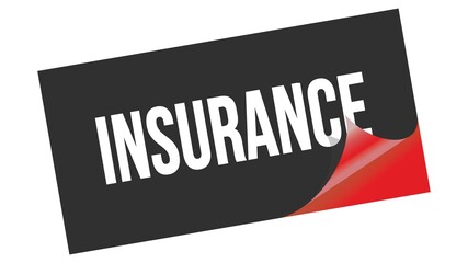 INSURANCE text on black red sticker stamp.