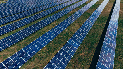 Solar panels in aerial view