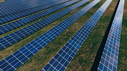 Solar panels in aerial view