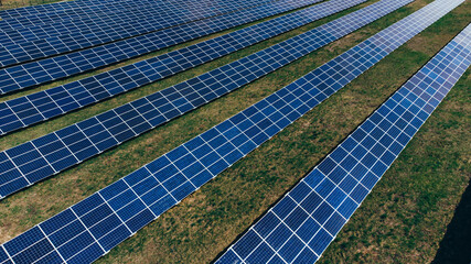 Solar panels in aerial view