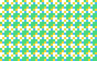 Seamless vector pattern with geometric ornament and editable colors in blue, green and yellow
