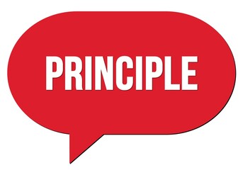 PRINCIPLE text written in a red speech bubble