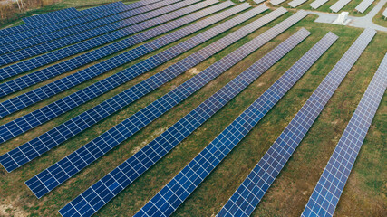 Solar panels in aerial view