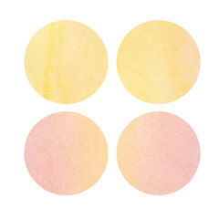 set of watercolor circles - pink, yellow pastel shades