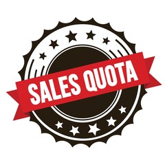 SALES QUOTA text on red brown ribbon stamp.