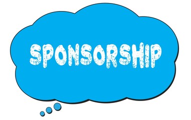 SPONSORSHIP text written on a blue thought bubble.