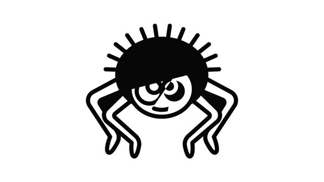 Cute spider icon animation outline best object on white background