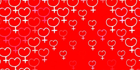 Light Red vector pattern with feminism elements.