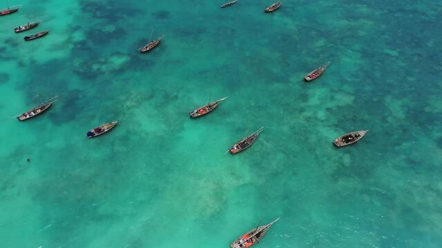 Traditional fishing boats in the Indian Ocean.