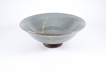 Antique Japanese real gold Kintsugi, antique tea ceremony bowl