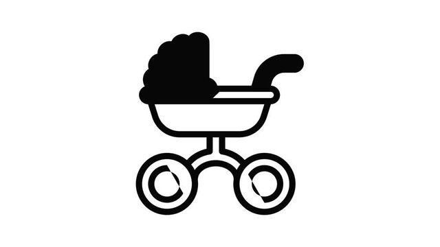 Baby waggon icon animation outline best object on white background