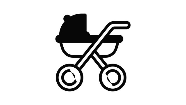 Family baby pram icon animation outline best object on white background
