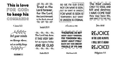 Set of Bible verses. Christian Quotes and Scripture sayings 
