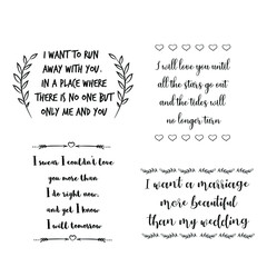 Set of vector quotes about love and Romantic feeling. Design elements for Valentine's day
