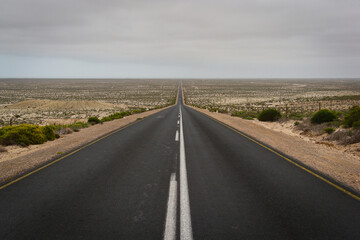into the desert on a road to nowhere