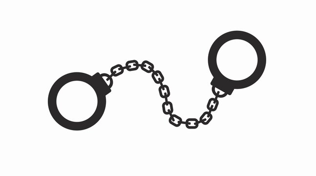 Handcuffs Icon. Vector isolated black and white illustration