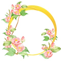 椿フレーム　水彩イラスト　他複数バリエーションあります