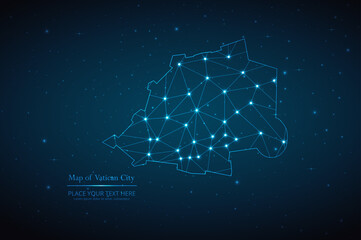 Abstract map of Vatican City geometric mesh polygonal network line, structure and point scales on dark background. Vector illustration eps 10
