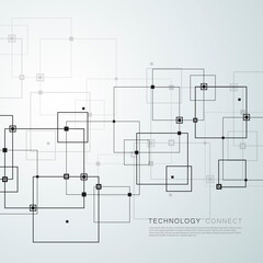 Vector connections with dots and lines on blue background