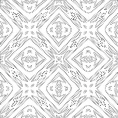  Geometric vector pattern with triangular elements. Seamless abstract ornament for wallpapers and backgrounds. Black and white colors.