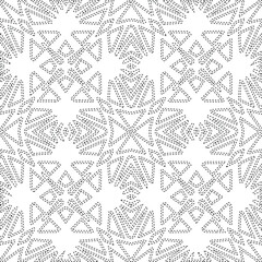  Geometric vector pattern with triangular elements. Seamless abstract ornament for wallpapers and backgrounds. Black and white colors.