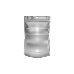 Grey food packing. Realistic aluminium design. Vector illustration.