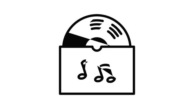 Vinyl disc icon animation outline best object on white background