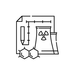 Nuclear engineering olor line icon. Pictogram for web page, mobile app, promo.