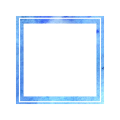 Hand drawn watercolor frame blue