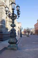 Fototapeta premium Decorative lantern in the historical part of St.-Petersburg. Russia. Beautiful architecture of the old town.
