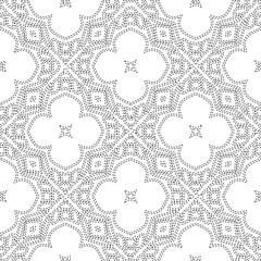 Geometric vector pattern with triangular elements. Seamless abstract ornament for wallpapers and backgrounds. Black and white colors.