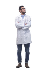 confident experienced doctor looking at you . isolated on a white background.