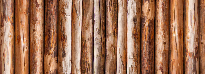 wooden texture, pine logs. Fence