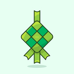 Ketupat Idul Fitri, Illustration cute cartoon ketupat or rice dumpling