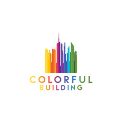 colorful building logo design vector with modern concept for company