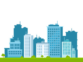Fototapeta premium City Skyline on White Background. Urban Landscape Vector