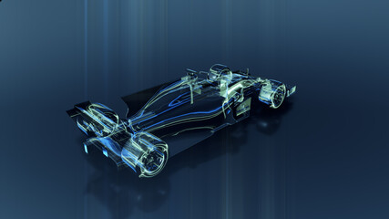 Abstract animation of a futuristic race car speed in 4K UHD. Nice 3D Animation for futuristics Projects