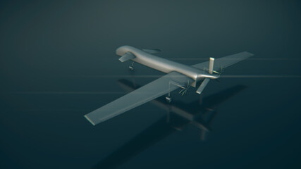 Hologram of rotating delivery drone. 3D animation of the future shipping system on a black background. 3d render 