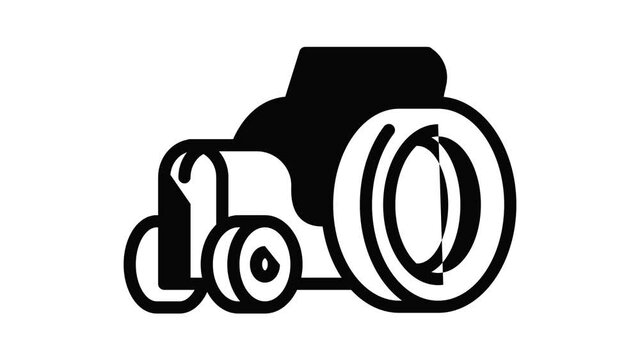 Farm tractor icon animation outline best object on white background
