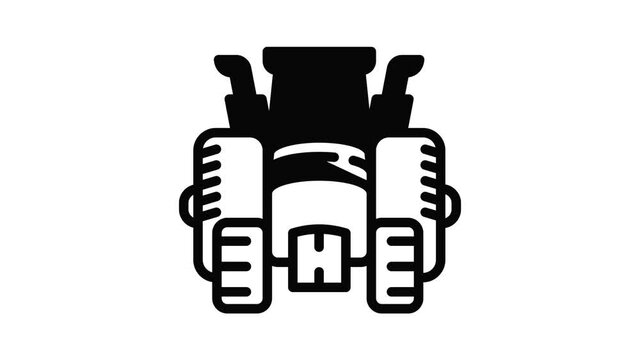 Big field tractor icon animation outline best object on white background