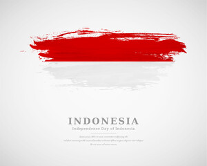 Happy independence day of Indonesia with artistic watercolor country flag background