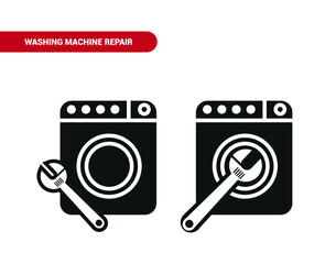 Vector image. Icon of a broken washing machine.