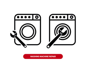 Vector image. Icon of a broken washing machine.