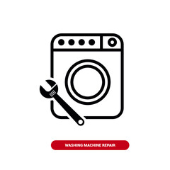 Vector image. Icon of a broken washing machine.