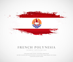 Abstract watercolor brush stroke flag for internal autonomy day of French Polynesia