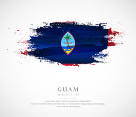 Abstract watercolor brush stroke flag for liberation day of Guam