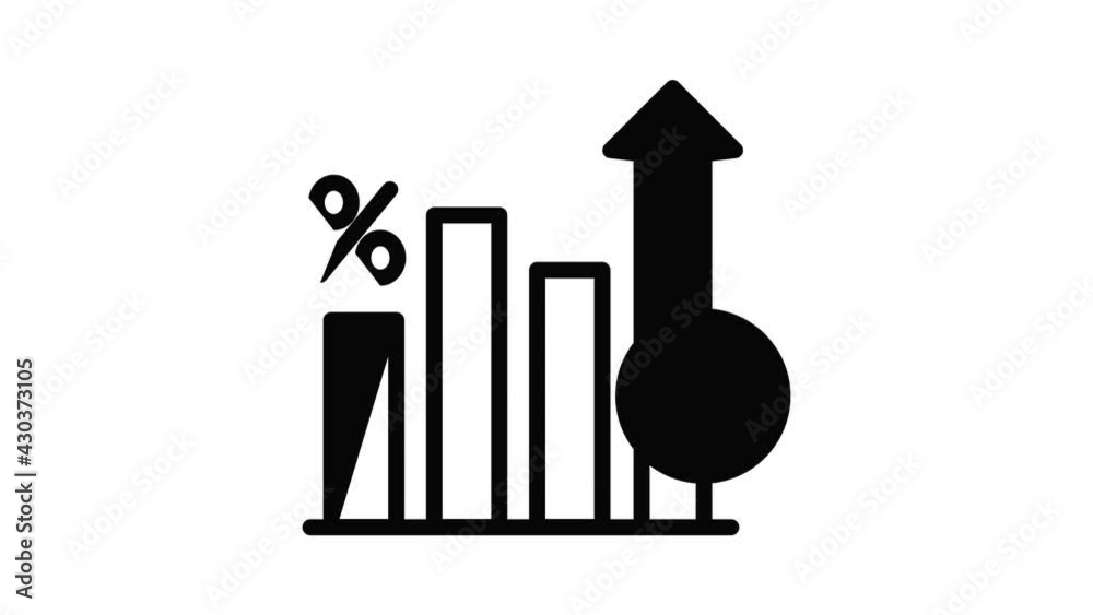 Poster deposit graph chart icon animation outline best object on white background