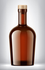 Color Glass bottle on background. Cork version. 