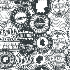 Stuttgart Germany Stamps Background. City Stamp Vector Art. Postal Passport Travel. Design Set Pattern.