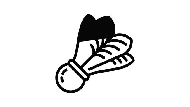 Bird shuttlecock icon animation outline best object on white background